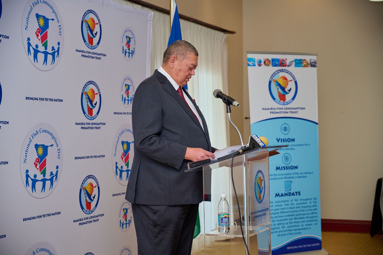 Namibian Minister of Fisheries Giving a speech