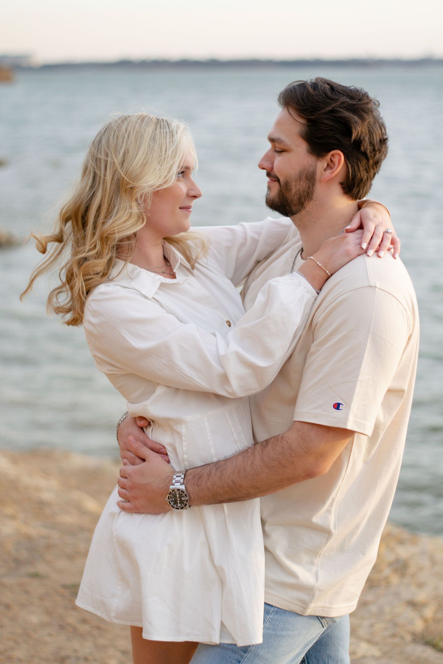 Stunning golden hour engagement photos at Grapevine Lake in Flower Mound, Texas