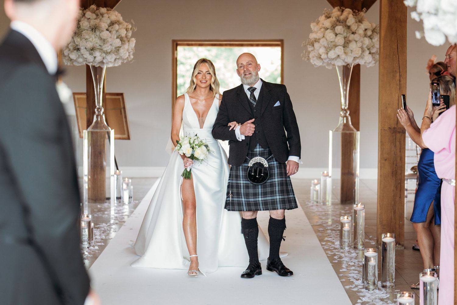 Bride getting married, father of the bride at West Tower, Aughton, Ormskirk