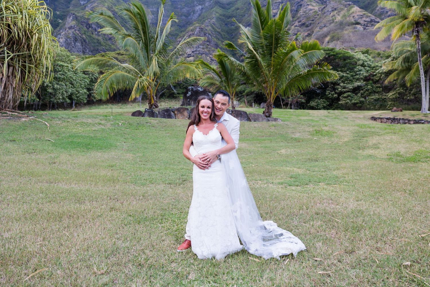 Bride and groom portrait in Hawaii