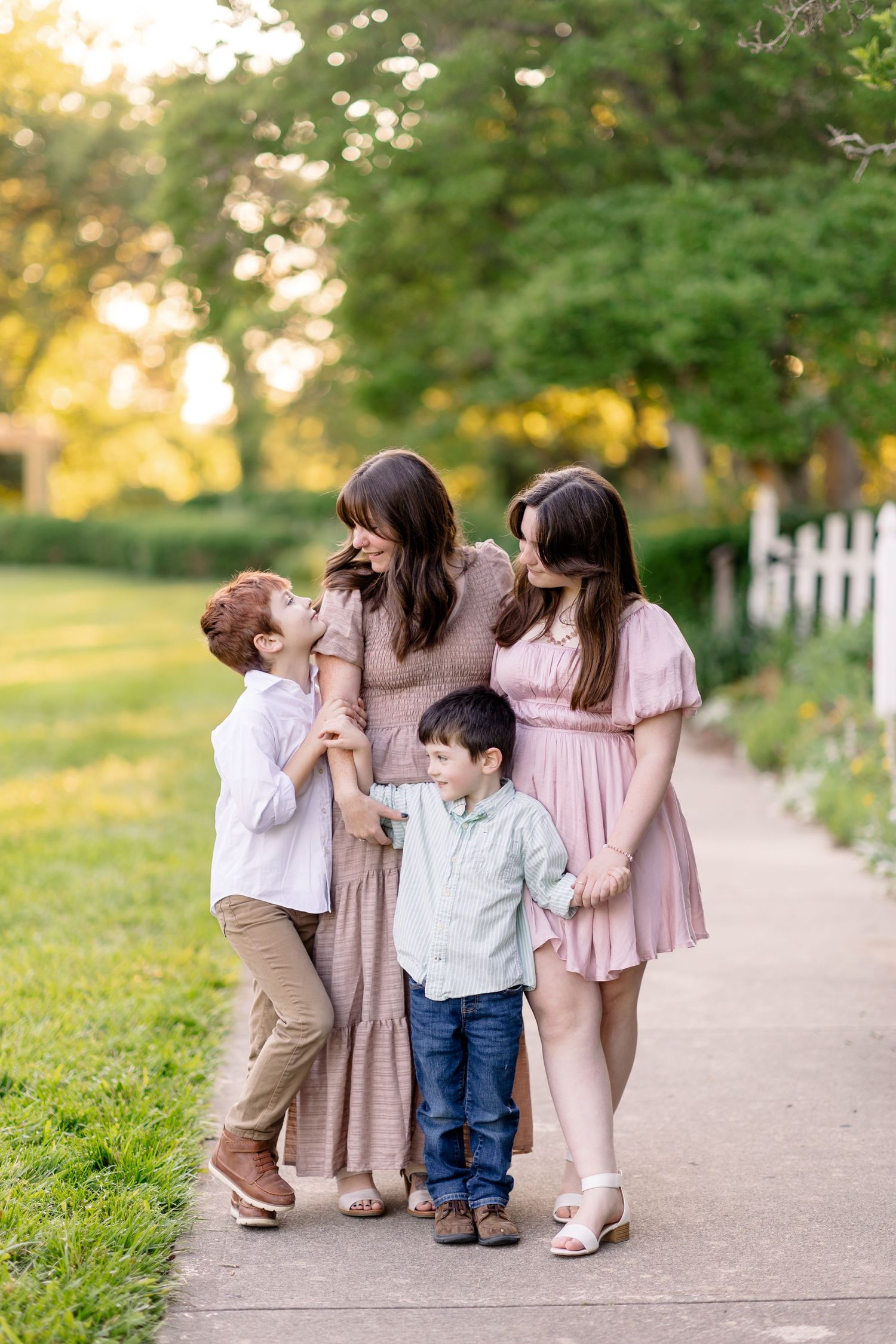 family with eyes closed