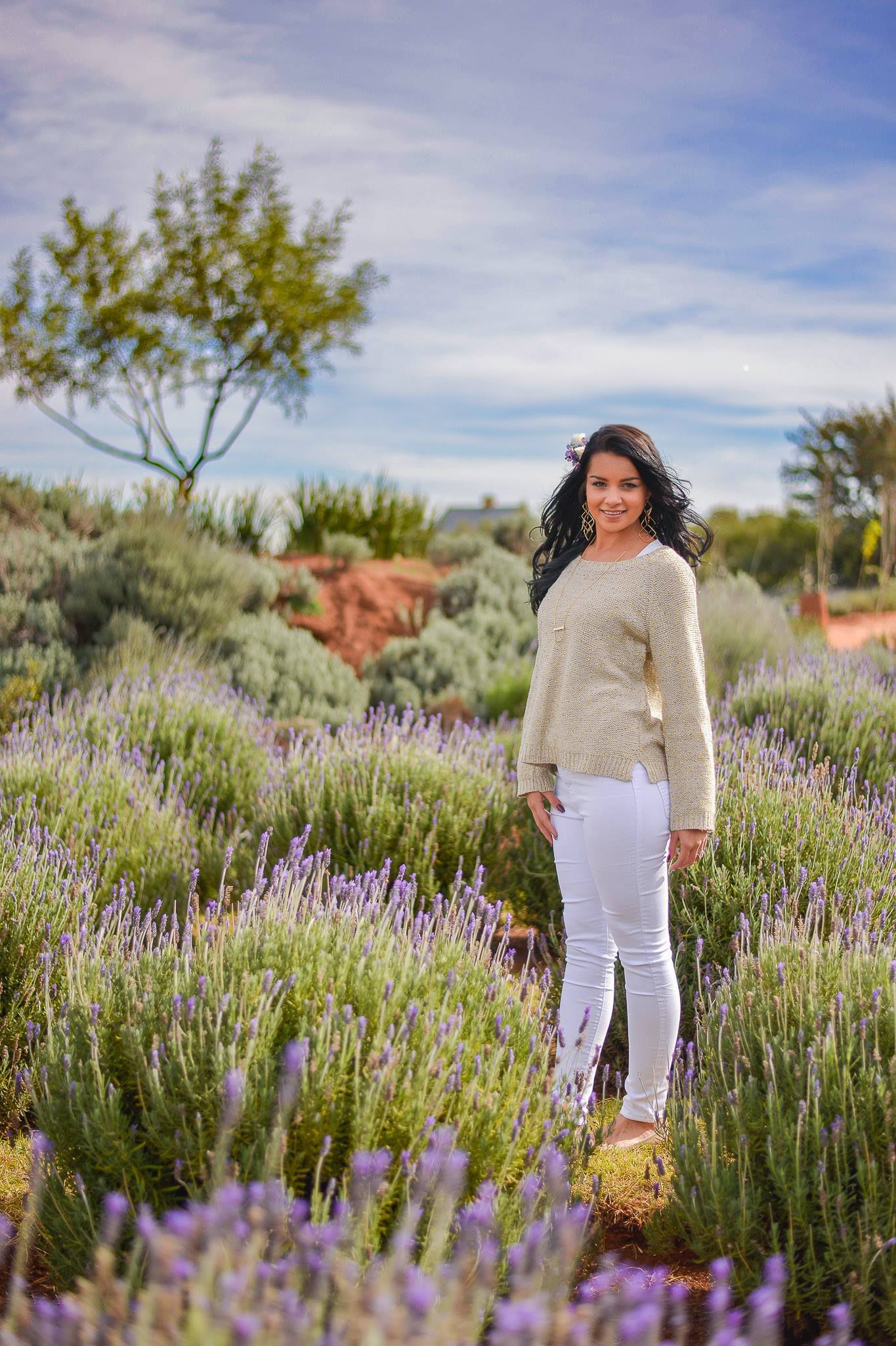 modelling photography in a field of lavender
