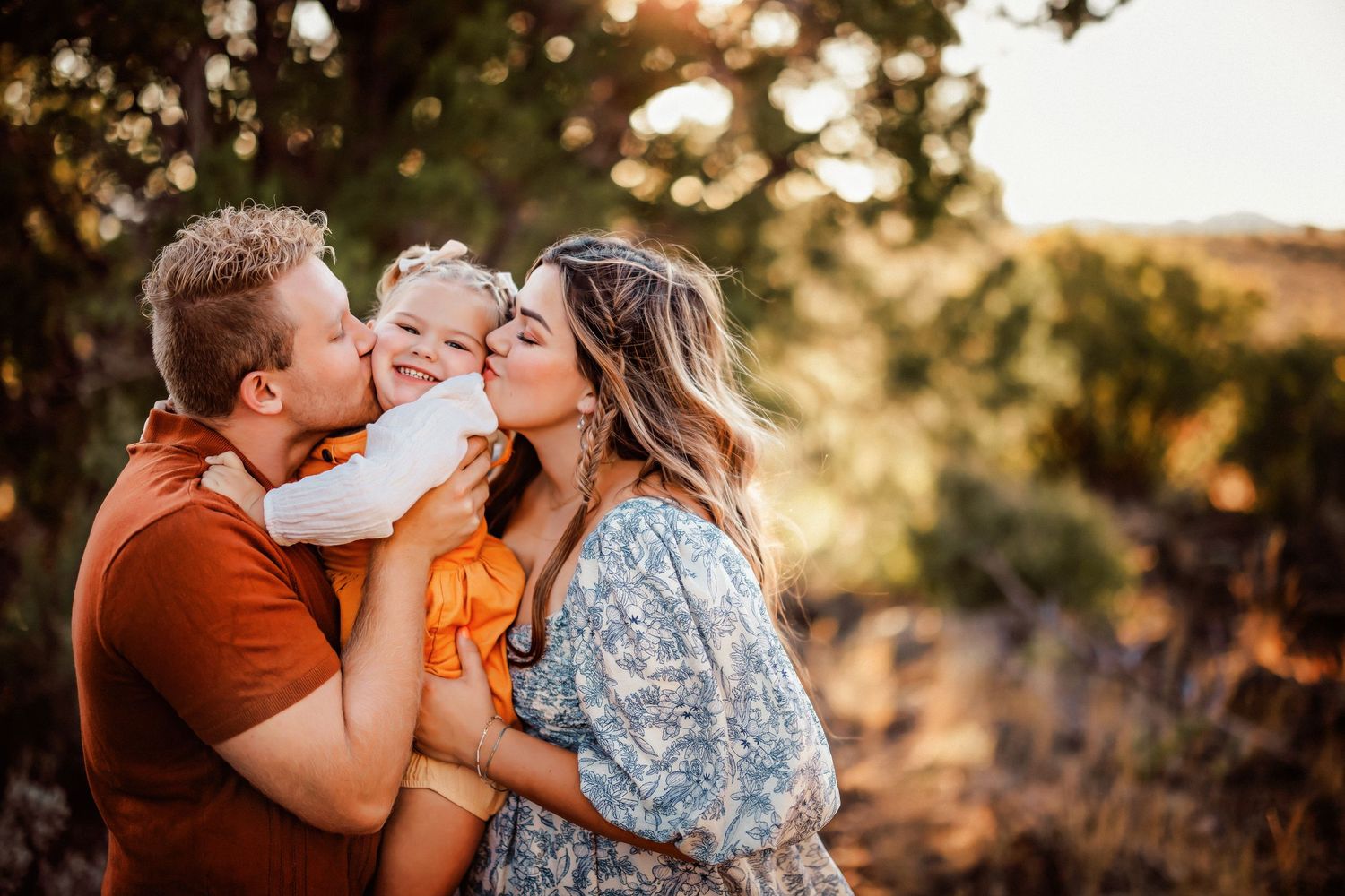 Tender family moment captured during golden hour in Pine Valley Utah