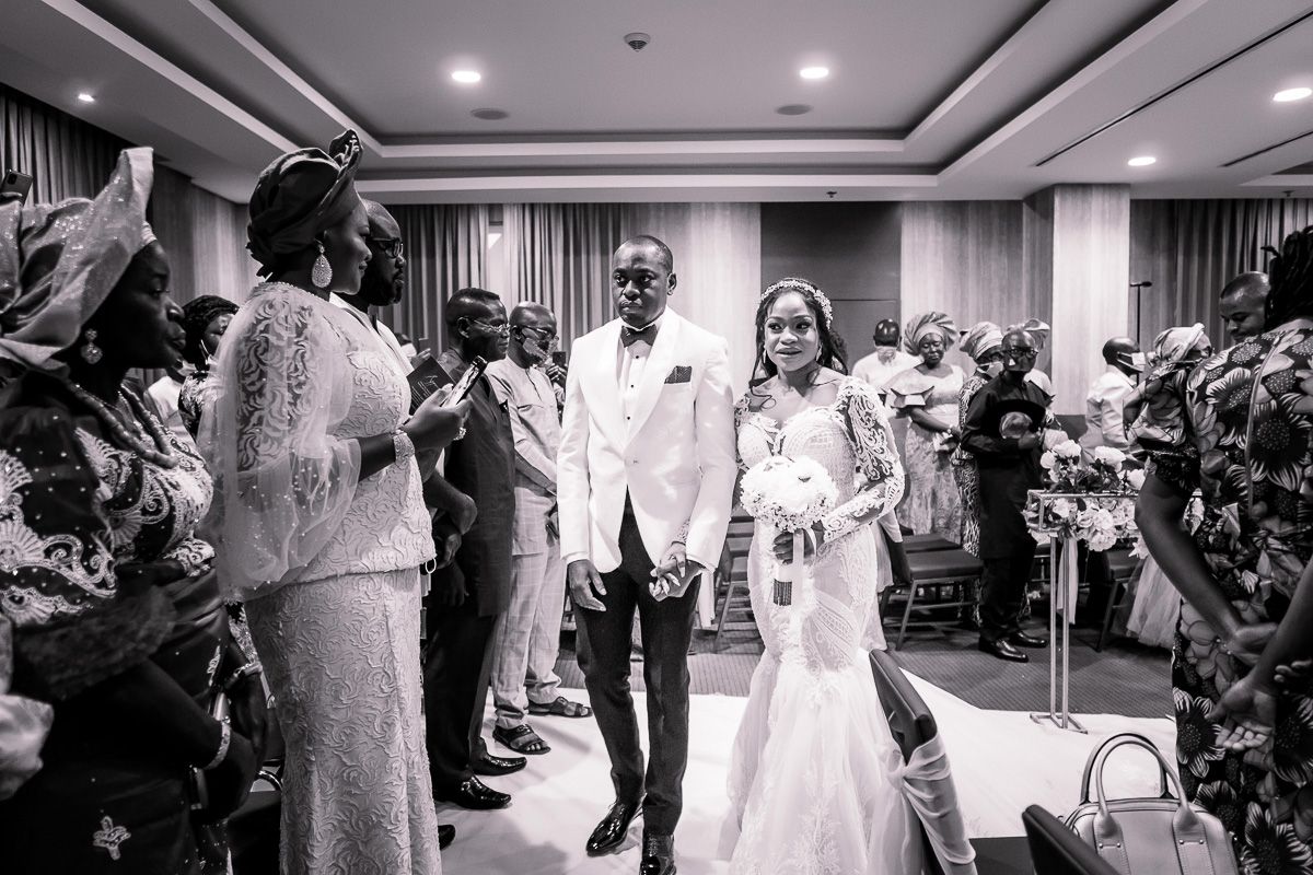 Candid wedding ceremony moments, guests cheering, Toronto