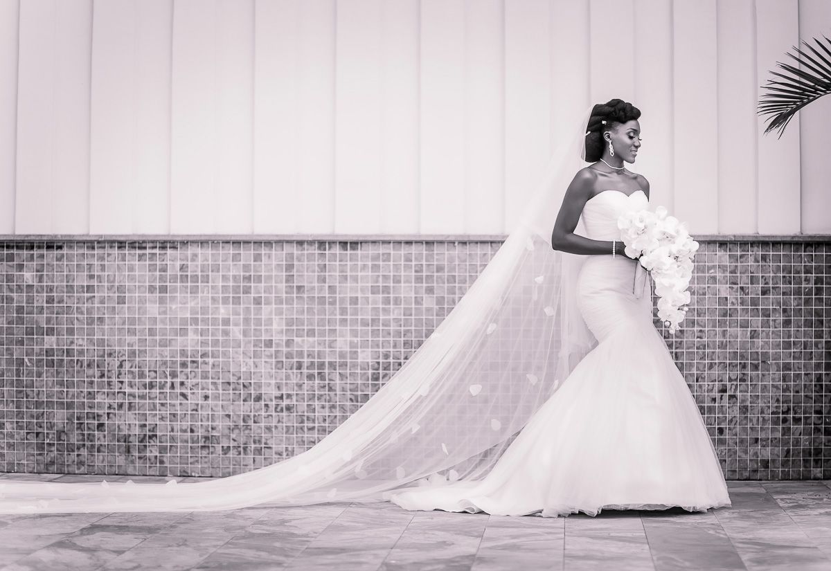 Bride's radiant smile, solo portrait, Toronto venue