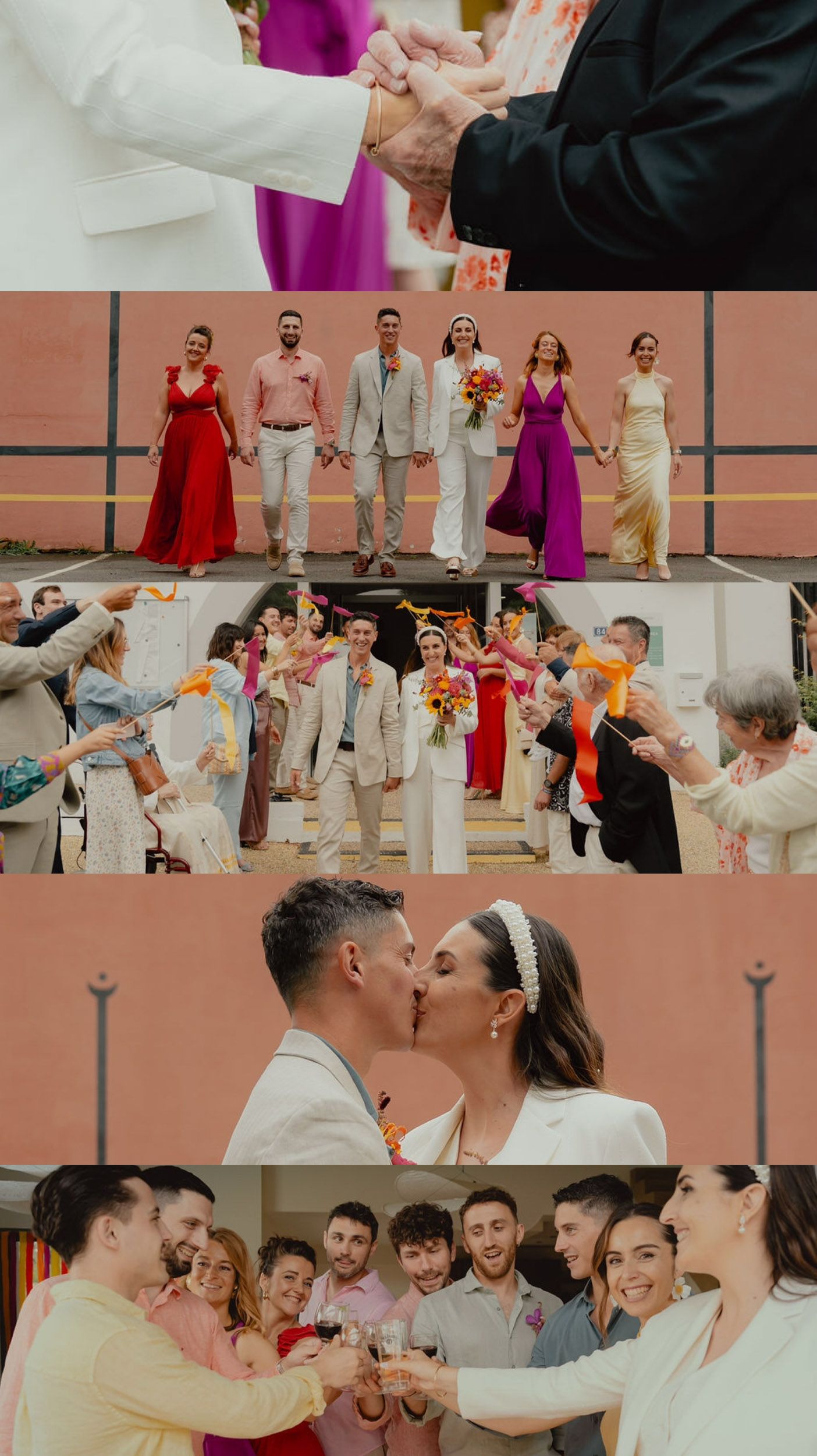 mariage civil pays basque photographe reportage coloré fushia peps