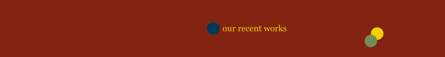 Minimalist red banner with decorative colored dots.