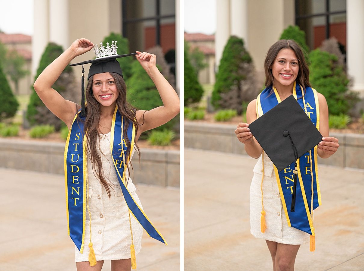 college senior girl portrait session on the OKWU campus by Kristi Bray Photography