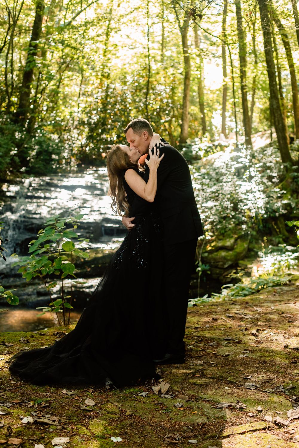 Waterfall elopement in Brevard, NC