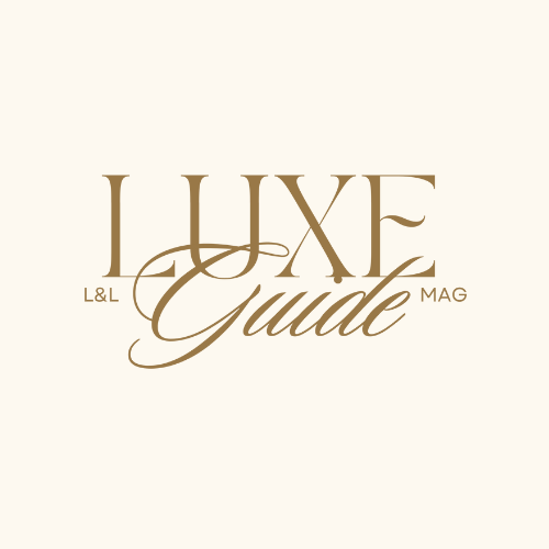 Elegant gold text logo designs for luxury magazine and guide publications against white background.