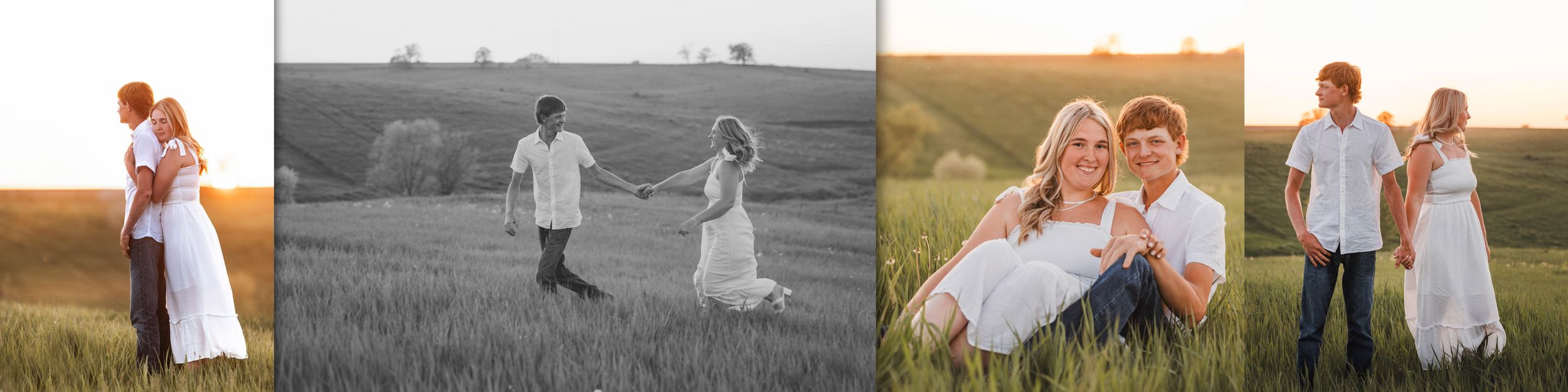 Interconnected wedding themed photo collage with couples and scenic landscape moments.