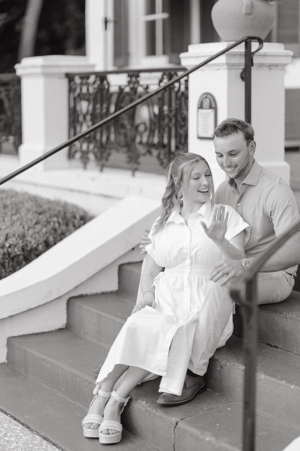 Proposal captured at Cherokee Cottage in Jekyll Island Historic District—romantic engagement session by Lindy Rebro.