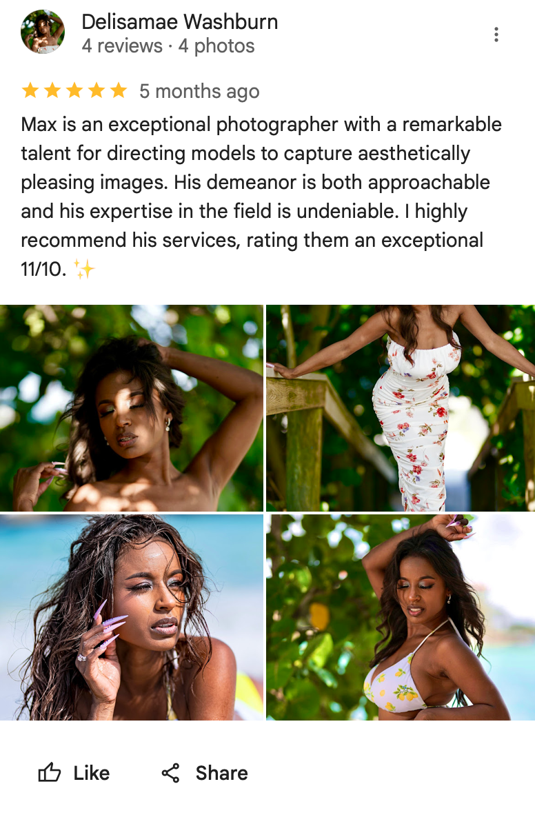 Collage of four outdoor fashion and portrait photographs showing artistic modeling shots.