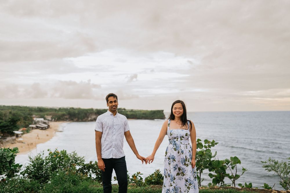 Romantic beach portrait session for couples at Balangan Beach in Bali.