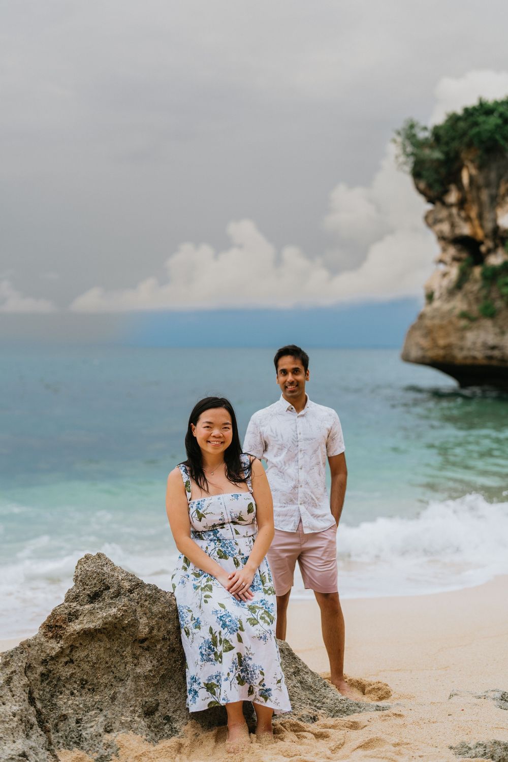 Romantic beach portrait session for couples at Balangan Beach in Bali.