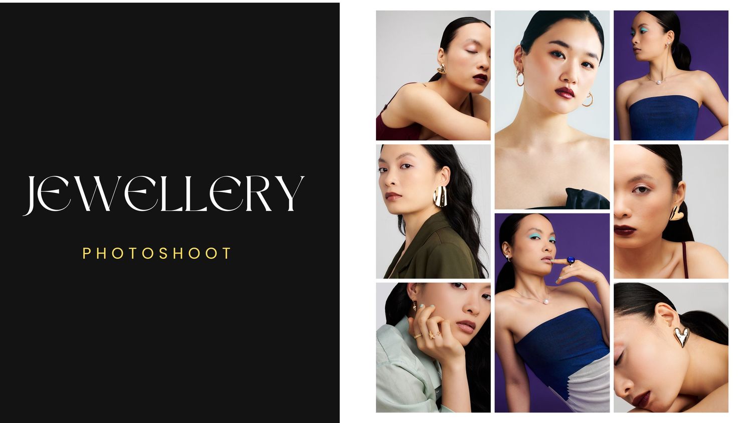 A grid of fashion clothing items including sweaters, dresses, pants and tops in neutral colors arranged in a collage layout.