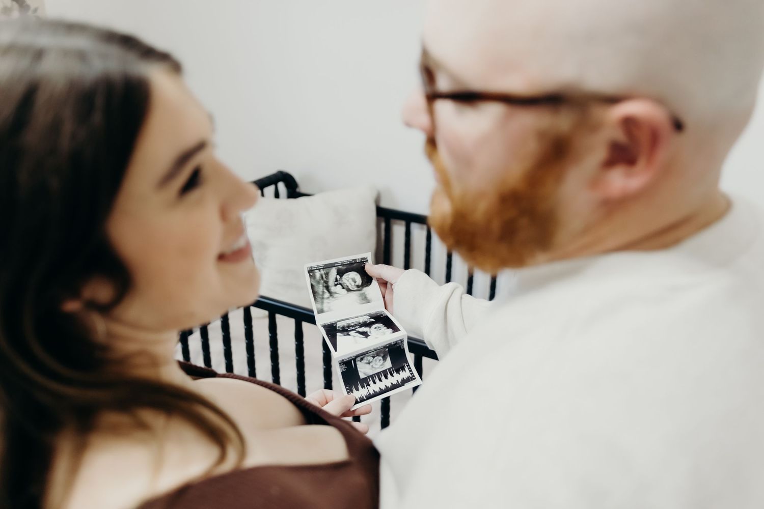 Close up of couple in casual attire sharing intimate moment.