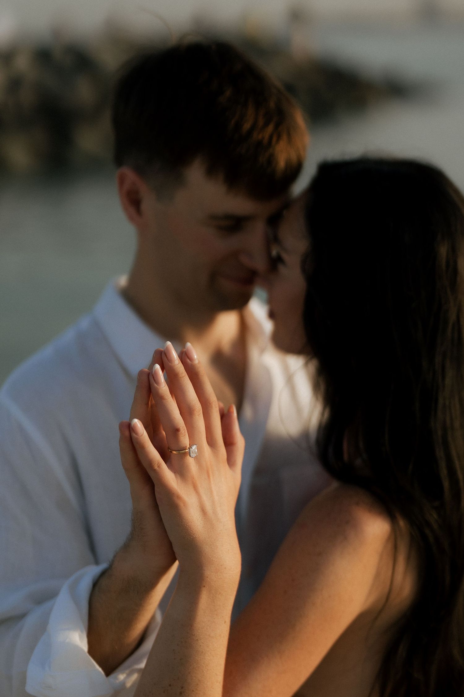 Romantic golden hour couple portrait