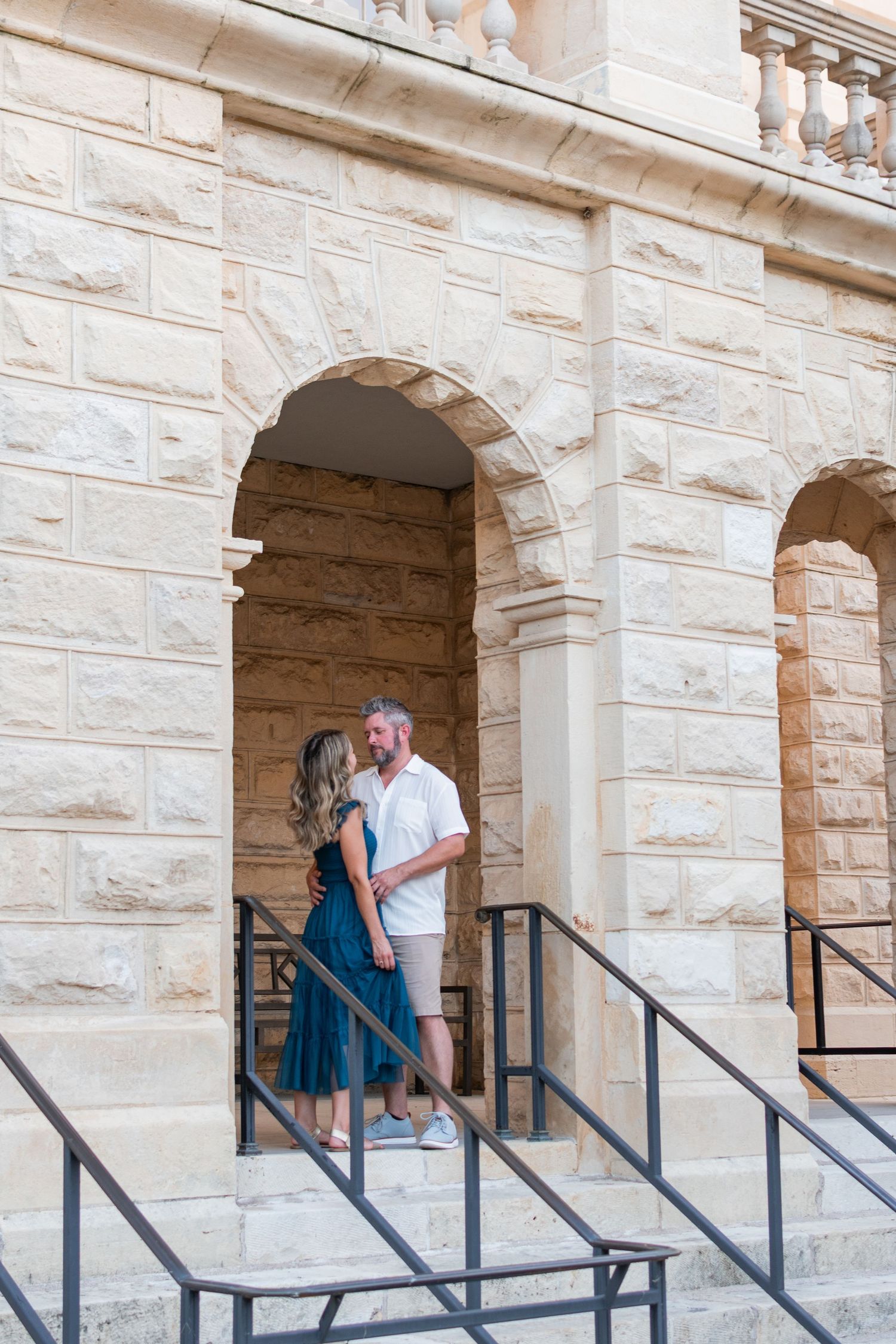 Couple standing together at Belton Courthouse in Belton Texas during session