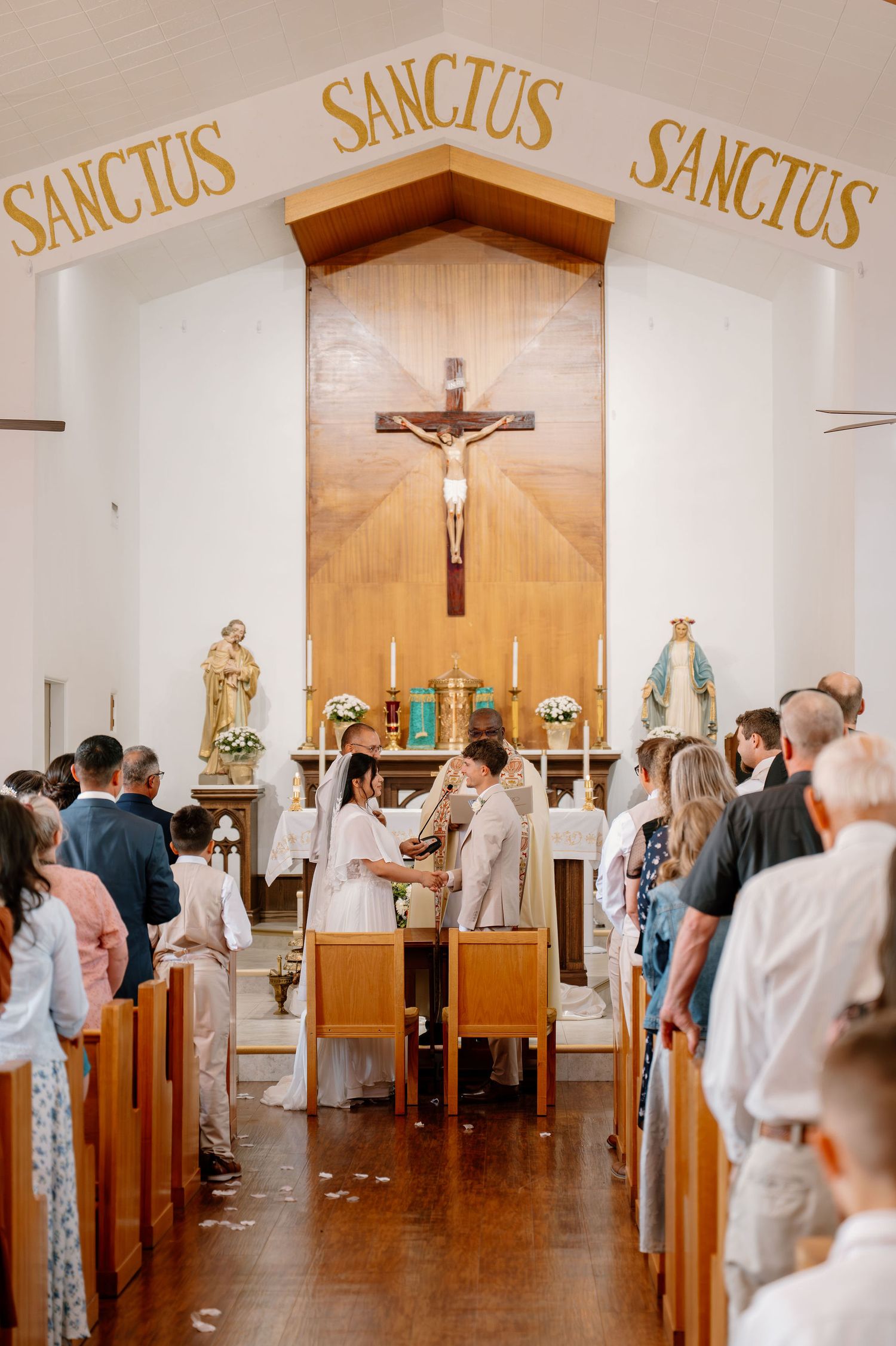 Catholic Church wedding ceremony in September