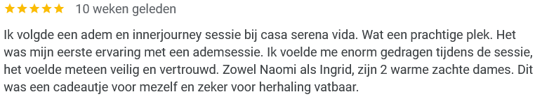 Google-review over Casa Serena Vida