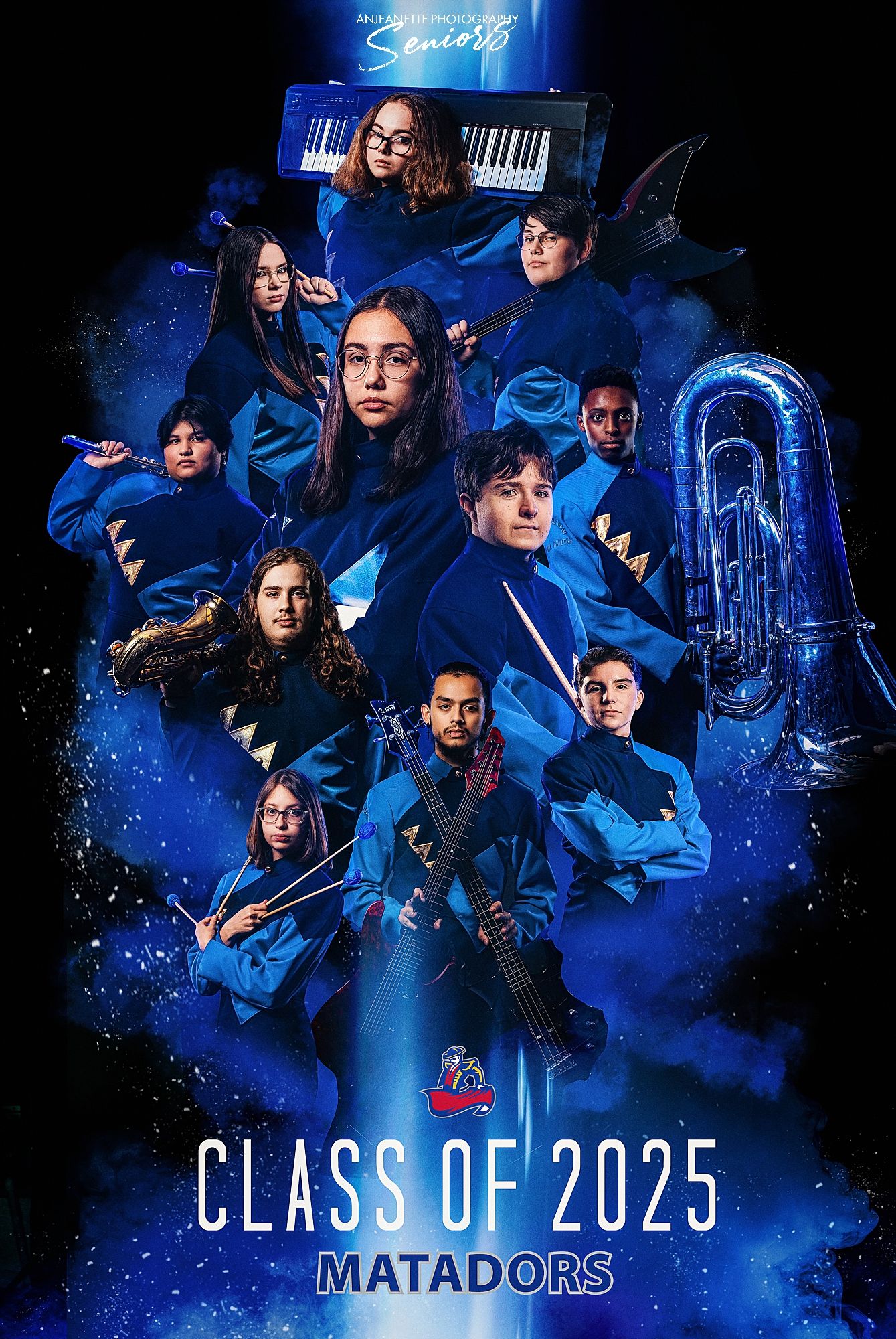 Phoenix AZ  Competitive MARCHING Band Banner Pictures Anjeanette Photography High School Senior Grad PORTRAITS Arizona