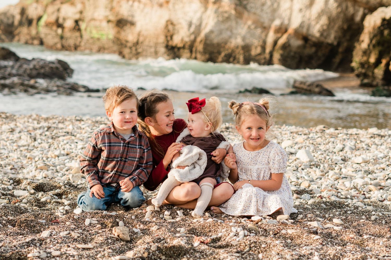 family photos on the beach in San Luis Obispo for fall with family photographer Felisha connolly
