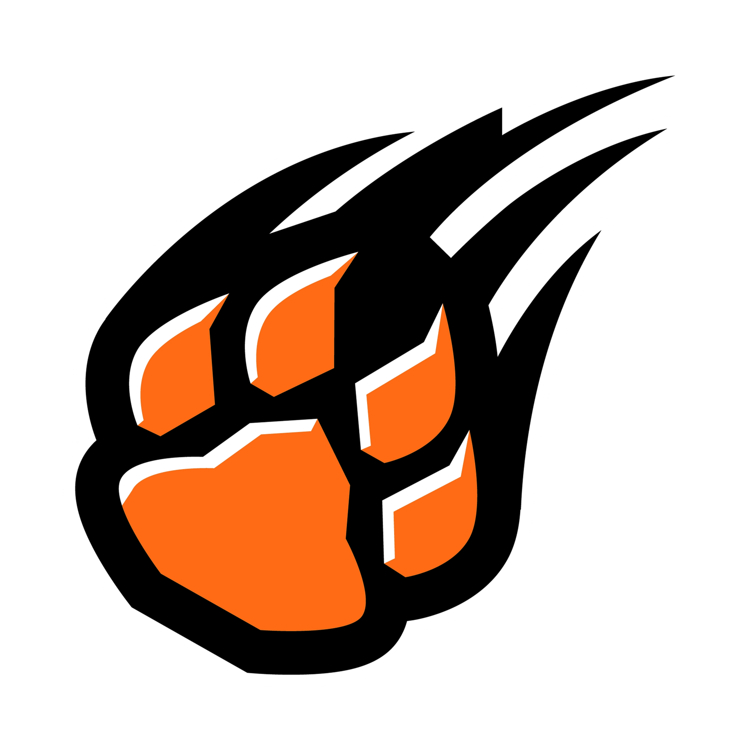 Six orange and black tiger head logos in different styles showing fierce expressions and angular graphic designs.