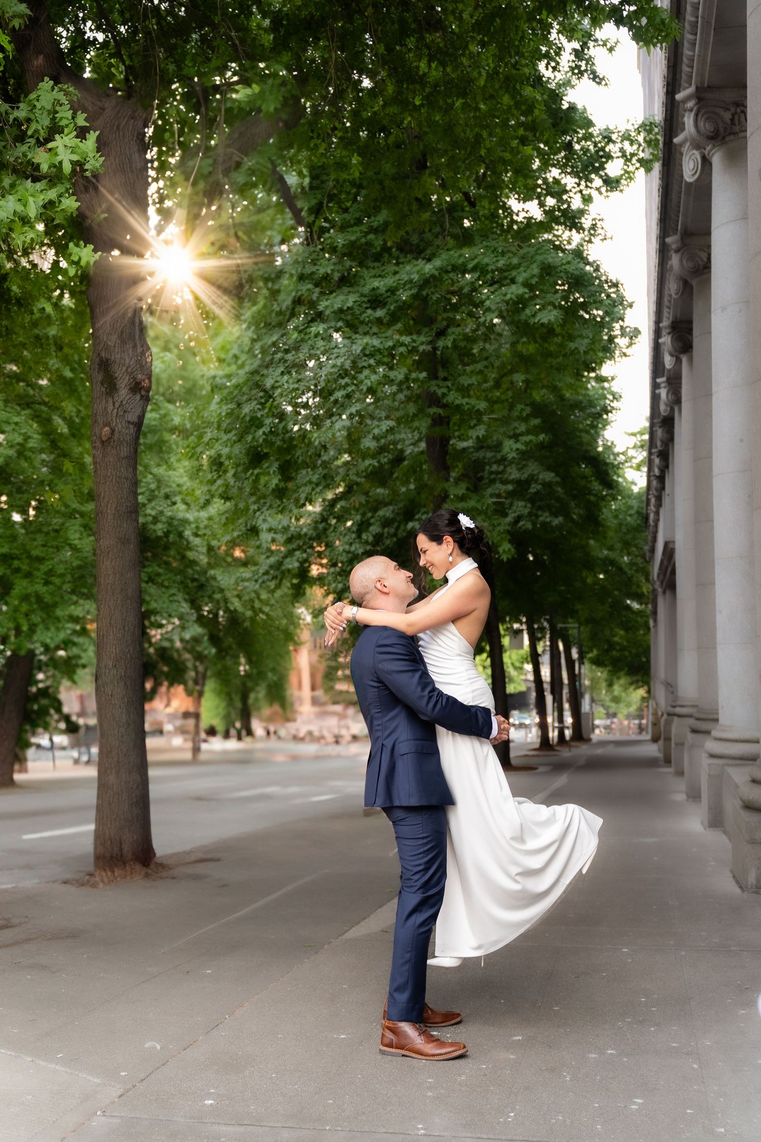 Gorgeous wedding formal picture in the golden hour glow at a King County wedding venue. PNW wedding photography by Filling the Frame