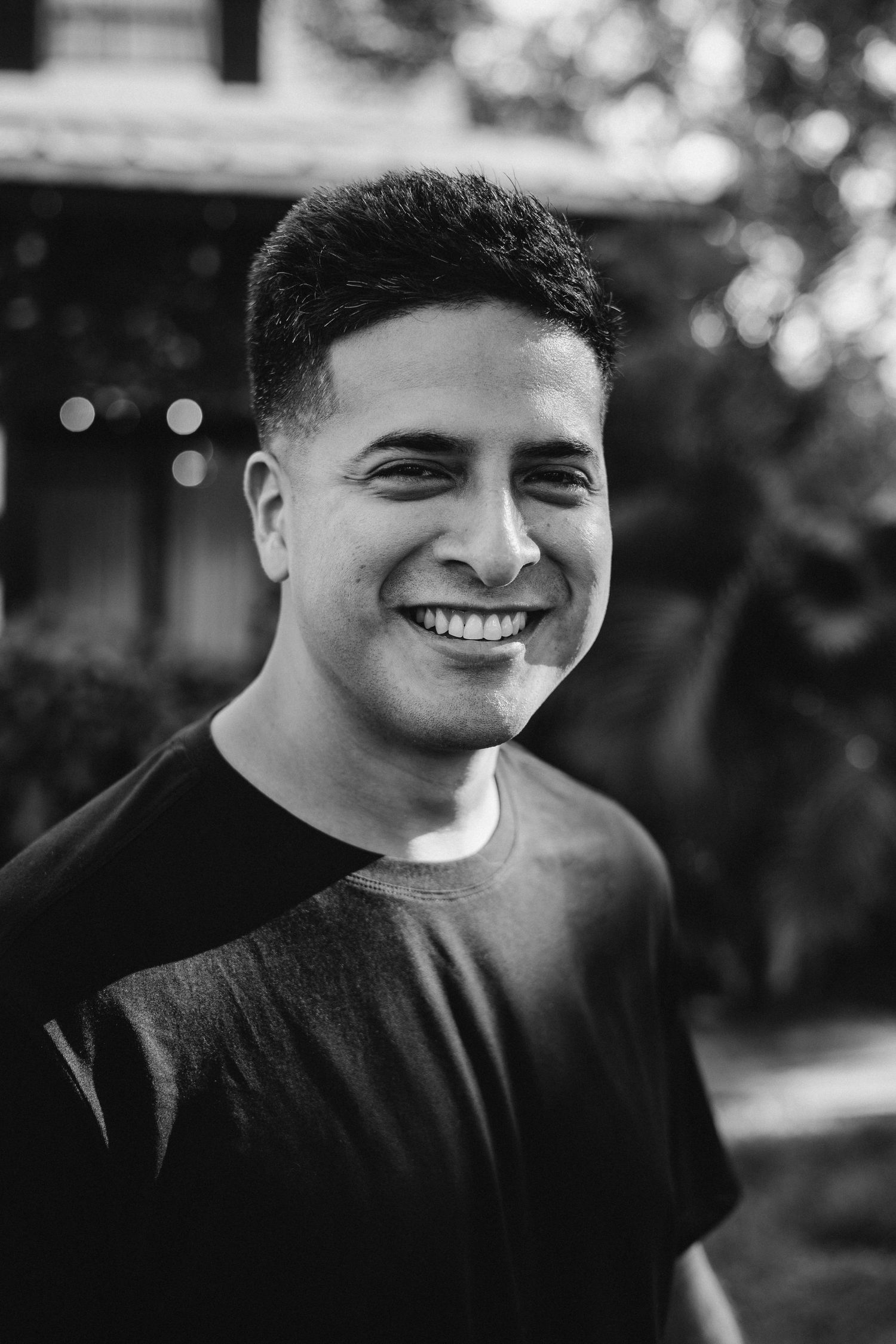 Black and white portrait sequence showing different expressions.