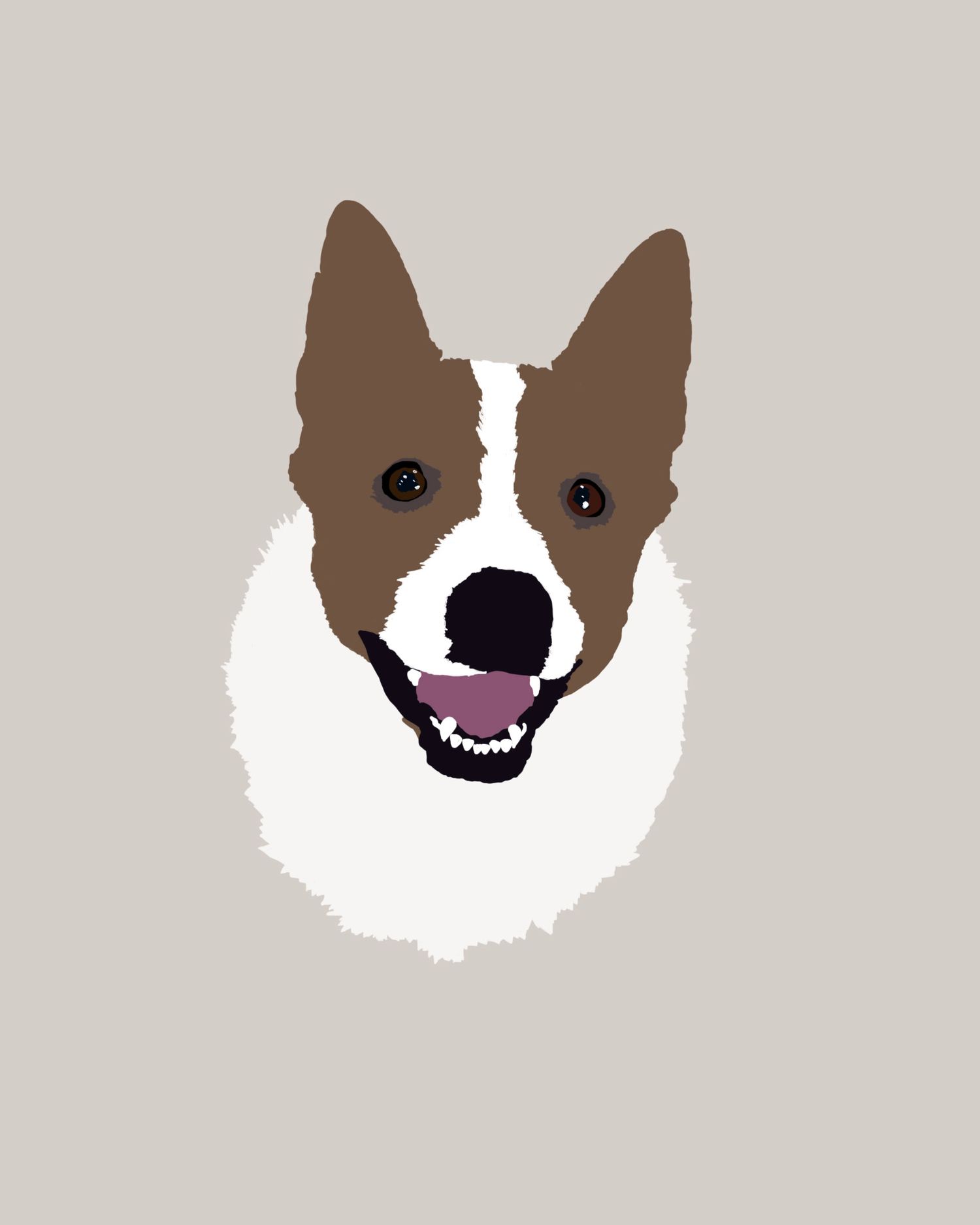 Minimalist dog face illustrations showing different expressions and features.