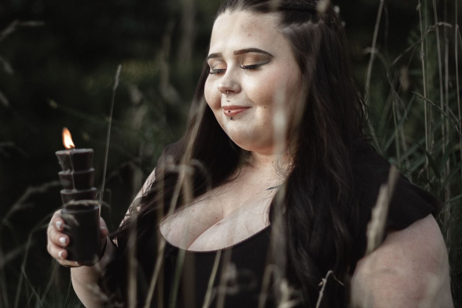 Atmospheric photo series showing contemplative moments in a natural setting.