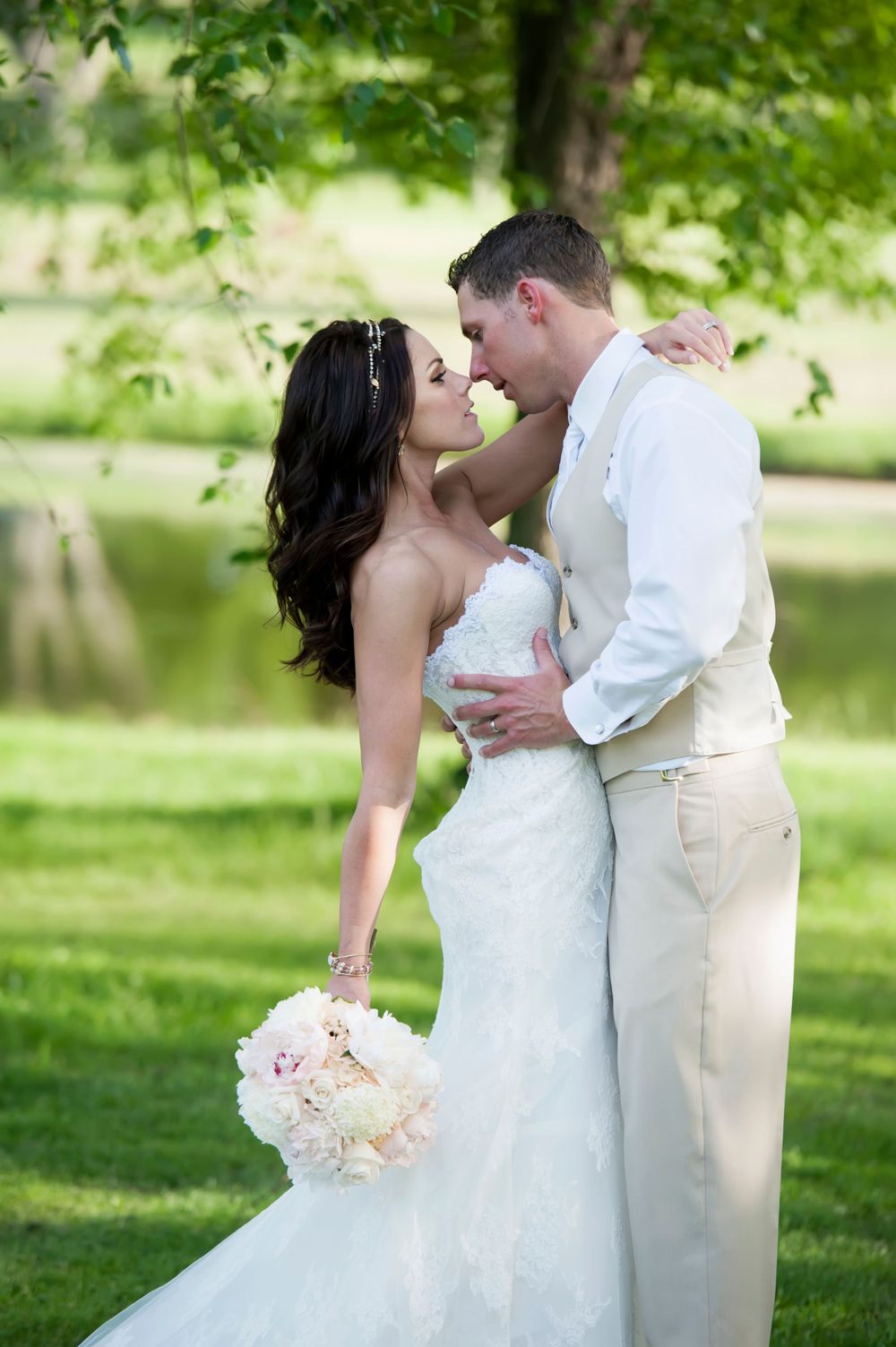 Wedding day photos at a country club, white dress, perfection.