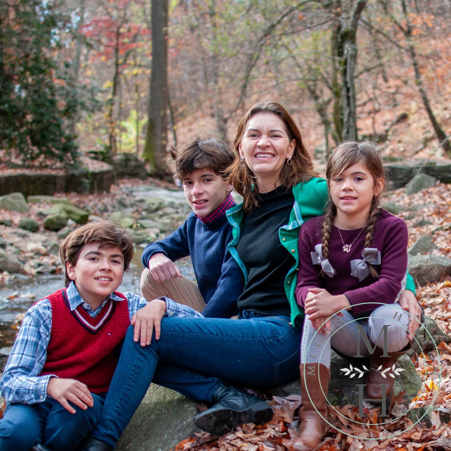 Mom with three kids together photo
