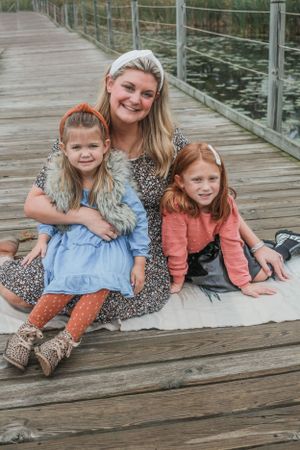 Family photos on bridge