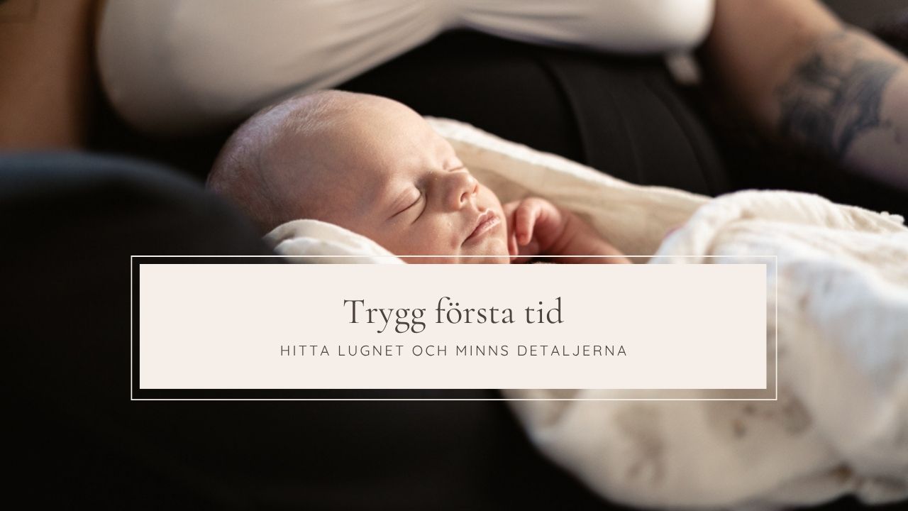 Svartvit bild på en gravid kvinna som går i strandkanten. "Gravidfotografering" står framför + en lila knapp med texten "läs mer"