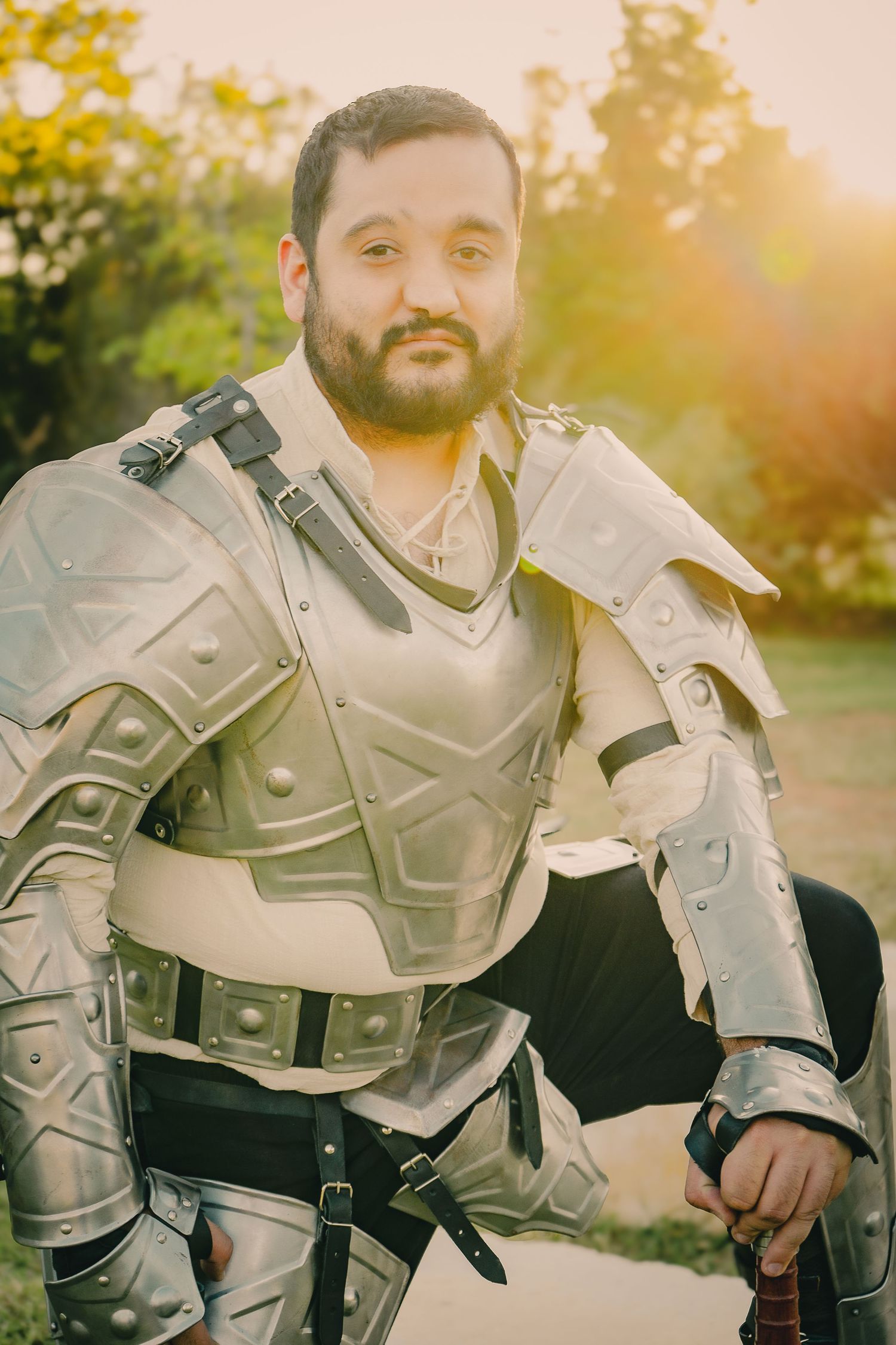 Lubbock Texas cinematic photography shoot. Knight in shining armor Cosplay outdoor shoots. Savannah Richeda Studios
