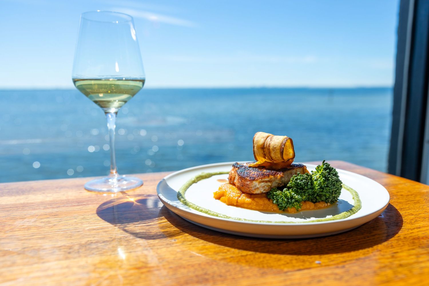 Sarasota Commercial Food and Beverage Photographer Menu Photo Glass of Wine and Restaurant Photography. Outdoor Photography