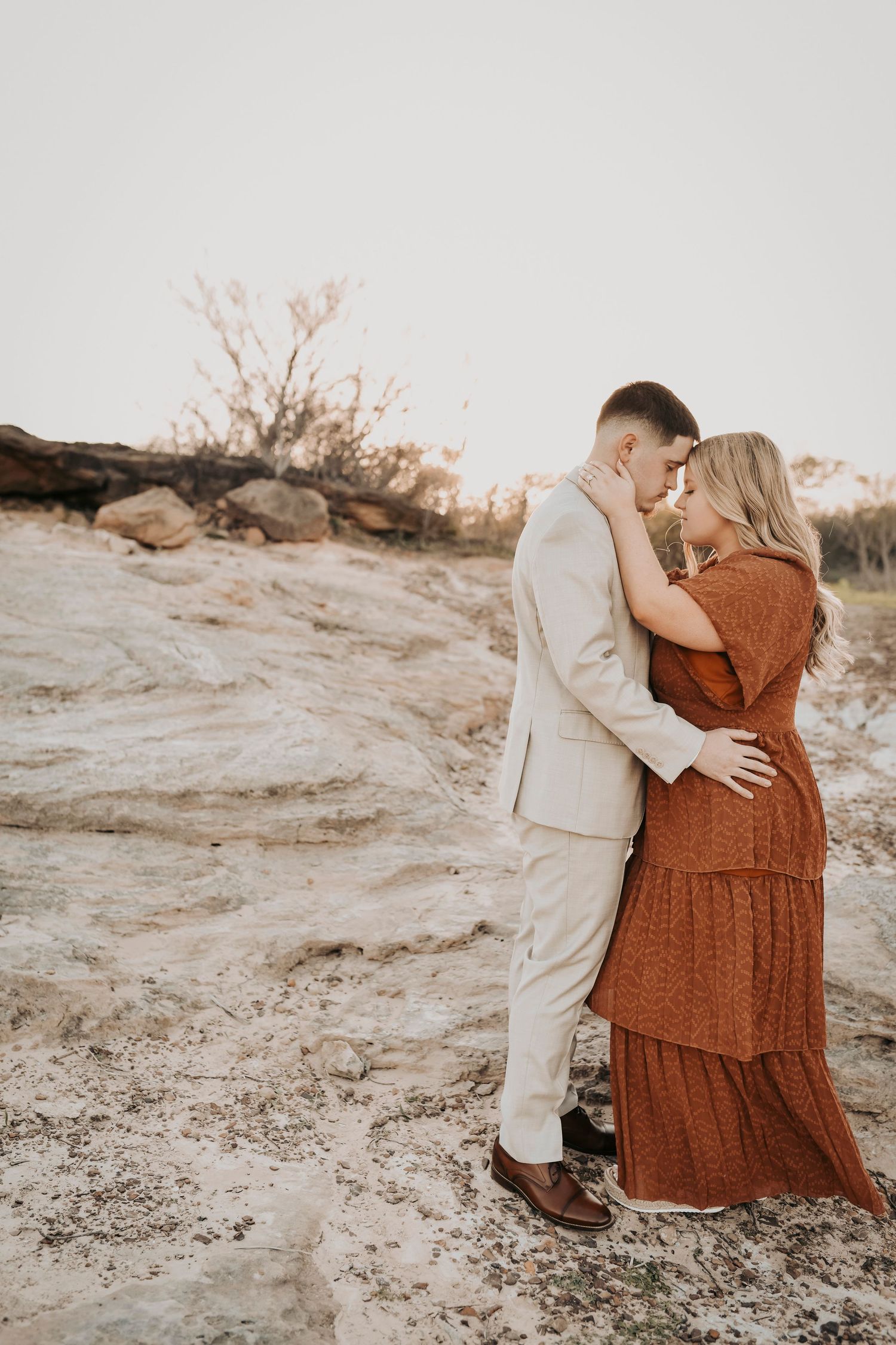 Romantic sunset engagement photos at Murrell Park in Flower Mound Texas.