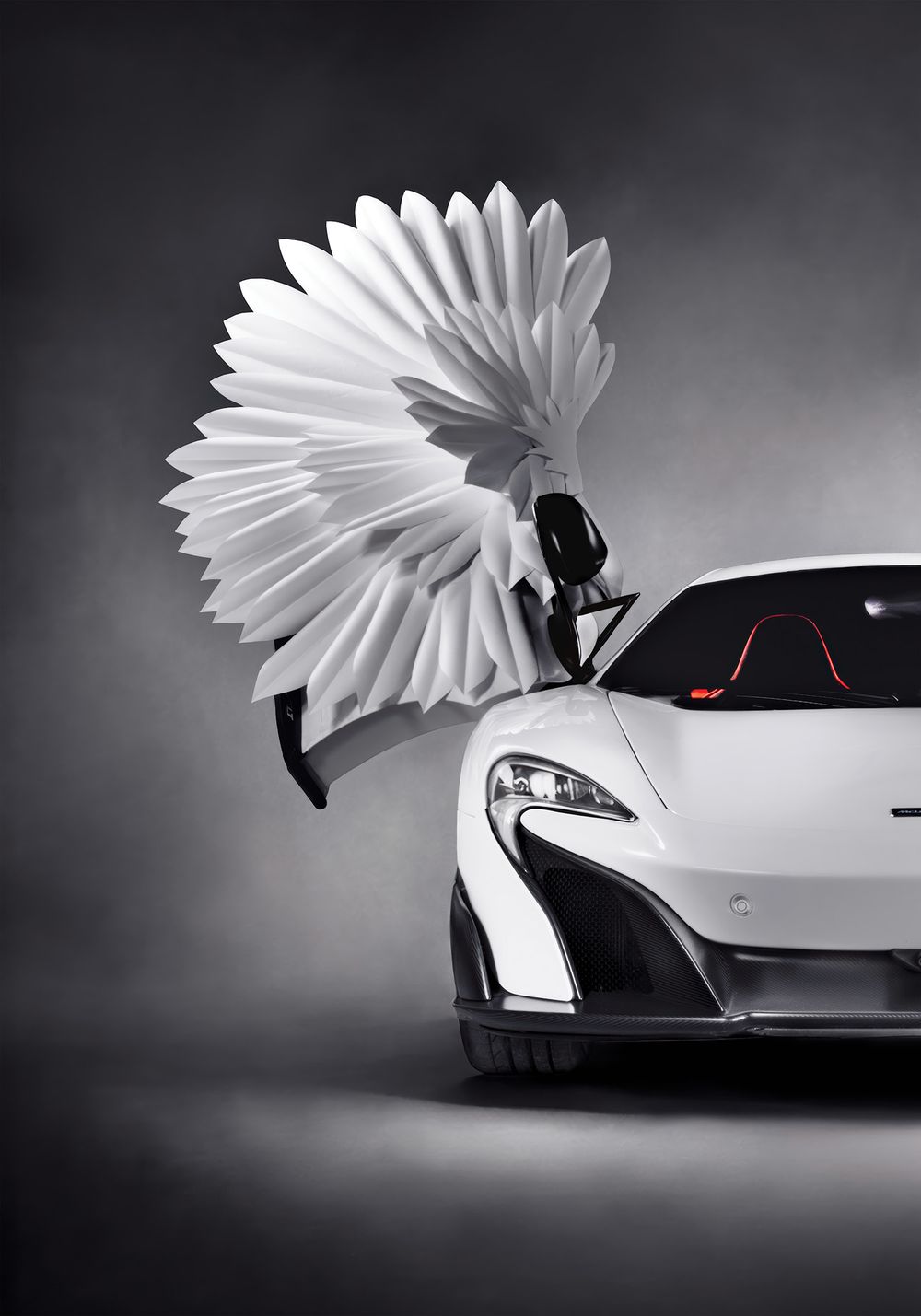 McLaren Swan with paper wings sculpture art