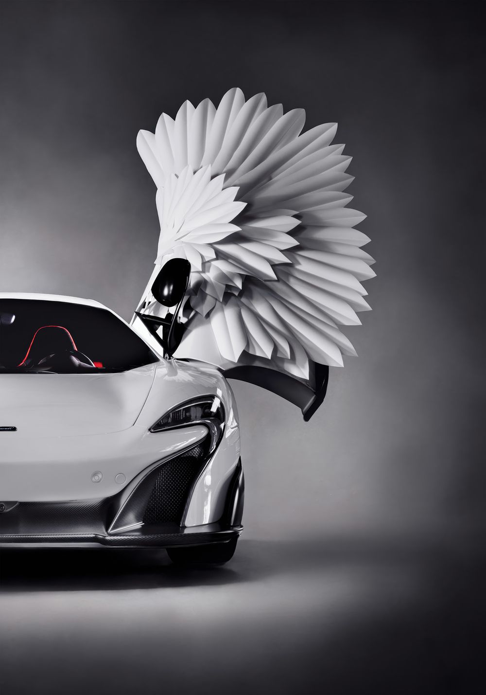 McLaren Swan with paper wings sculpture art