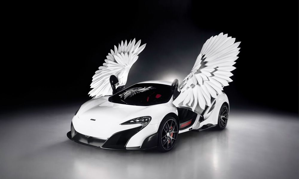 McLaren Swan with paper wings sculpture art