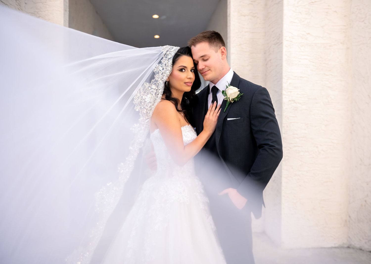 Gorgeous veil shot captured by Orlando wedding photographers.