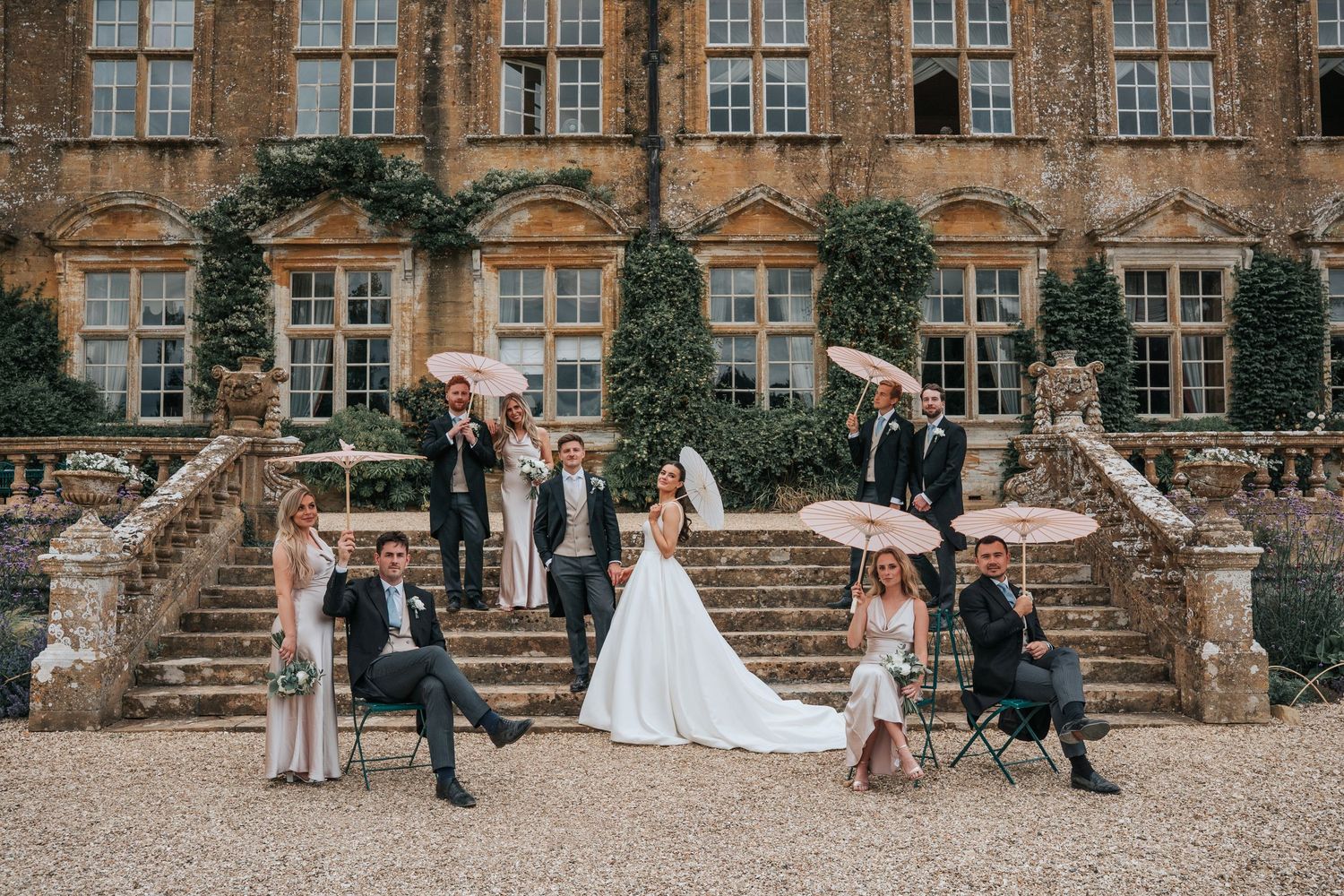 Editorial group shot at Brympton House, Somerset wedding