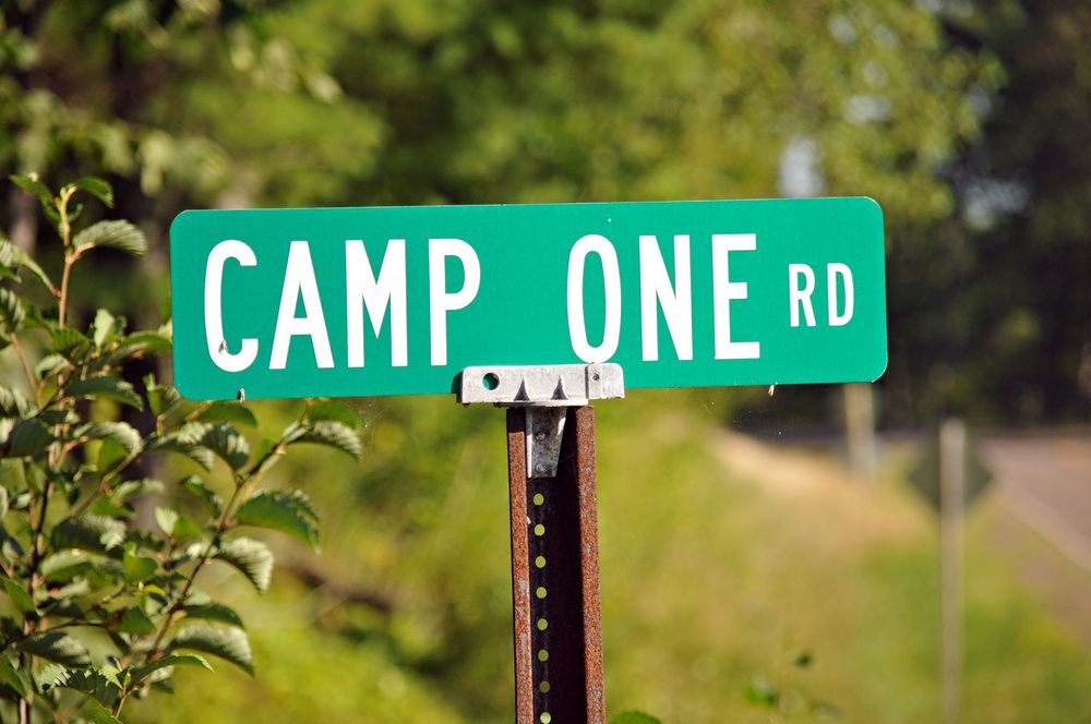 Camp one road sign  Camp Northwoods Mason Wisconsin