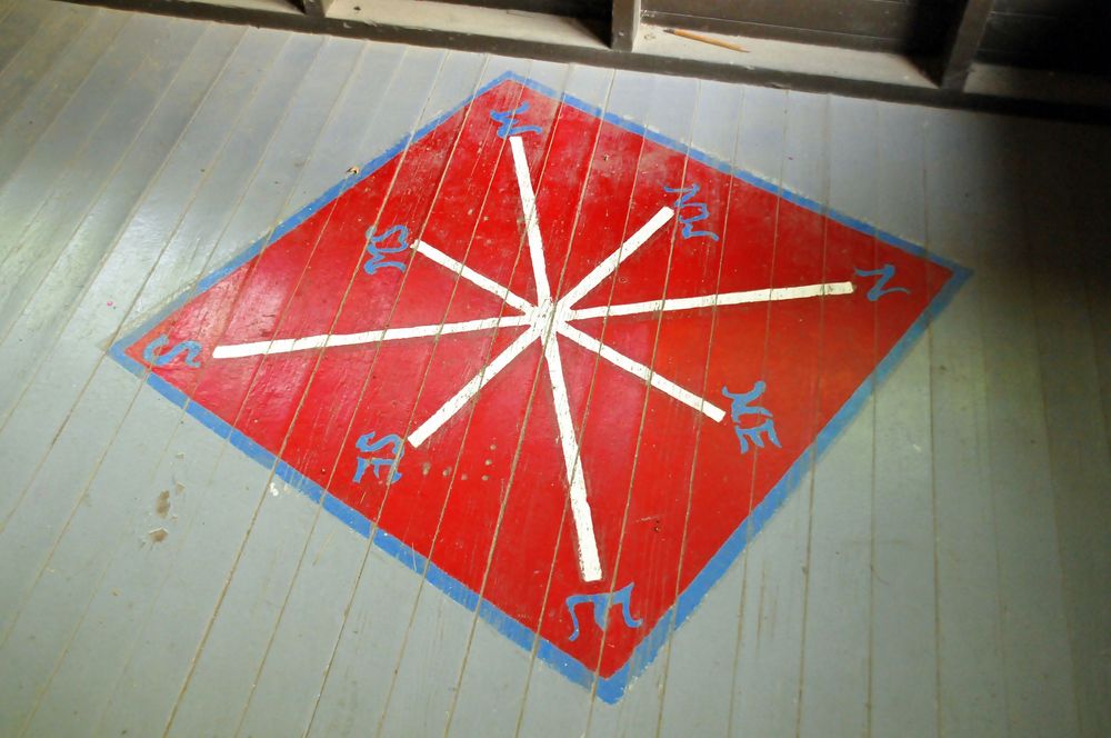Voyager porch compass painting  Camp Northwoods Mason Wisconsin