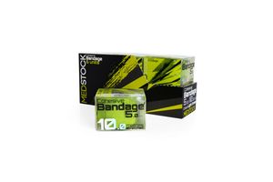 Modern first aid bandage packaging in bright green and black featuring minimalist design and product details.