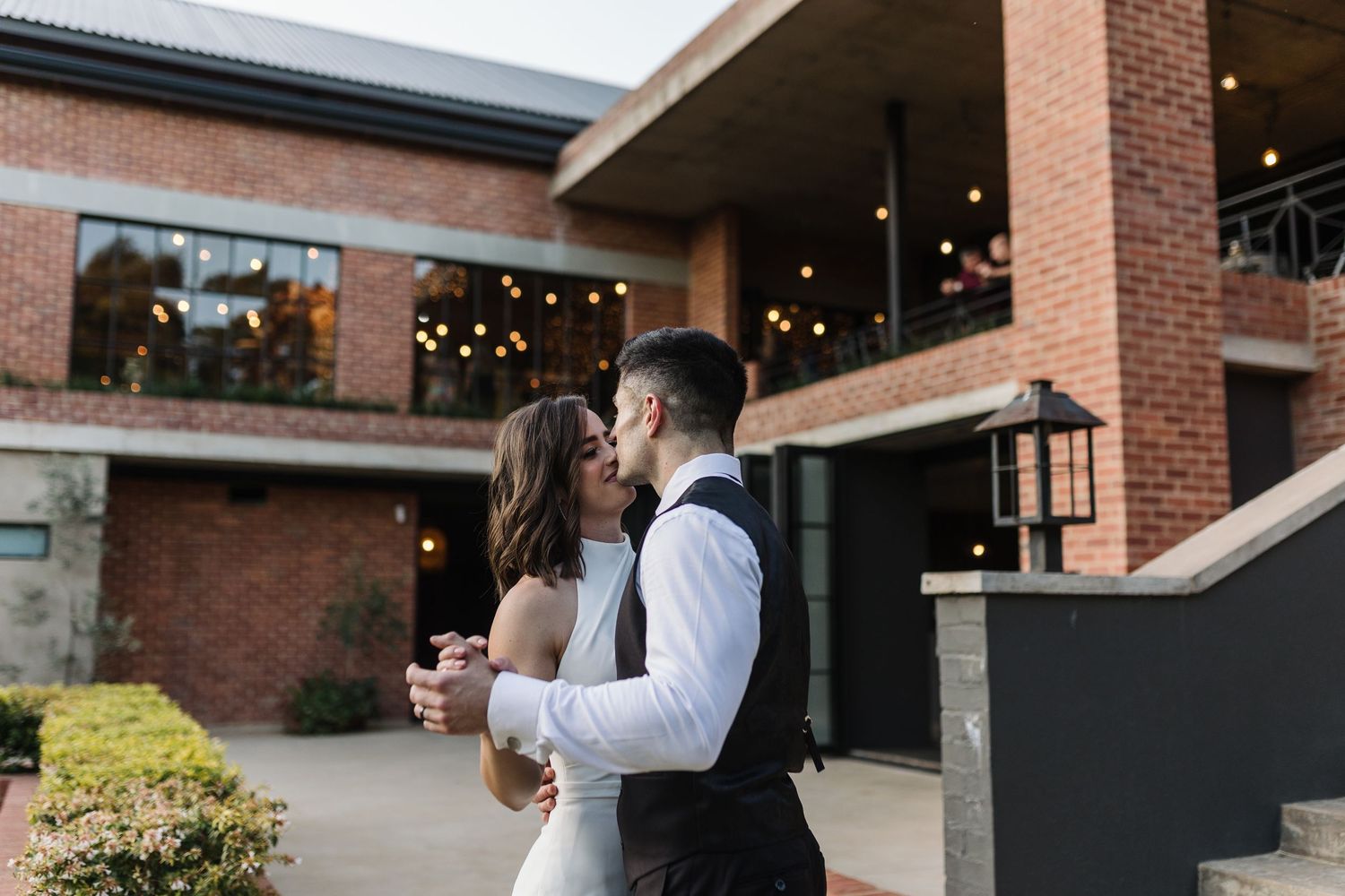 Wedding couple kissing