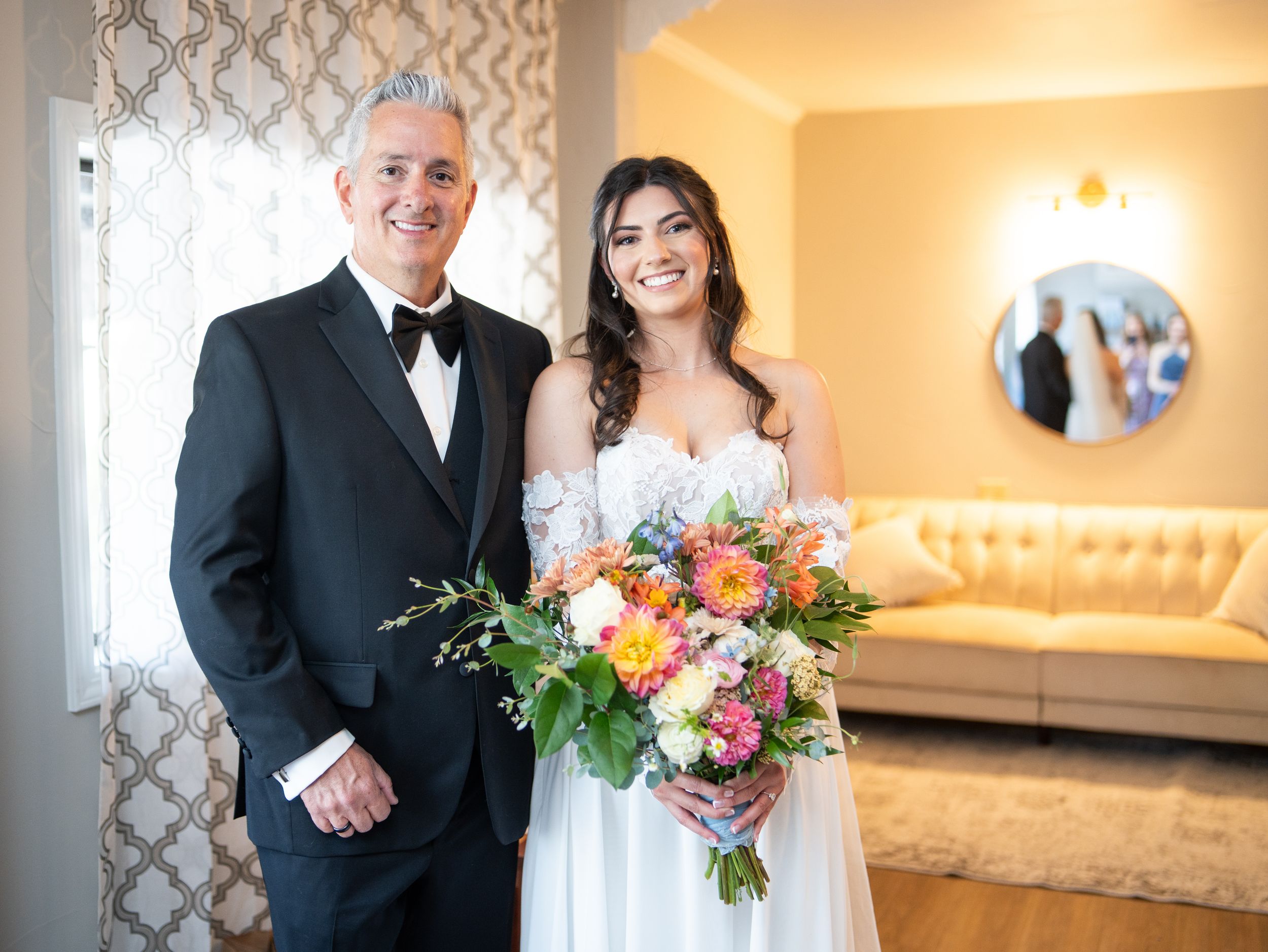 A collage of wedding venue photos showing elegant decor, floral arrangements and warm interior lighting.