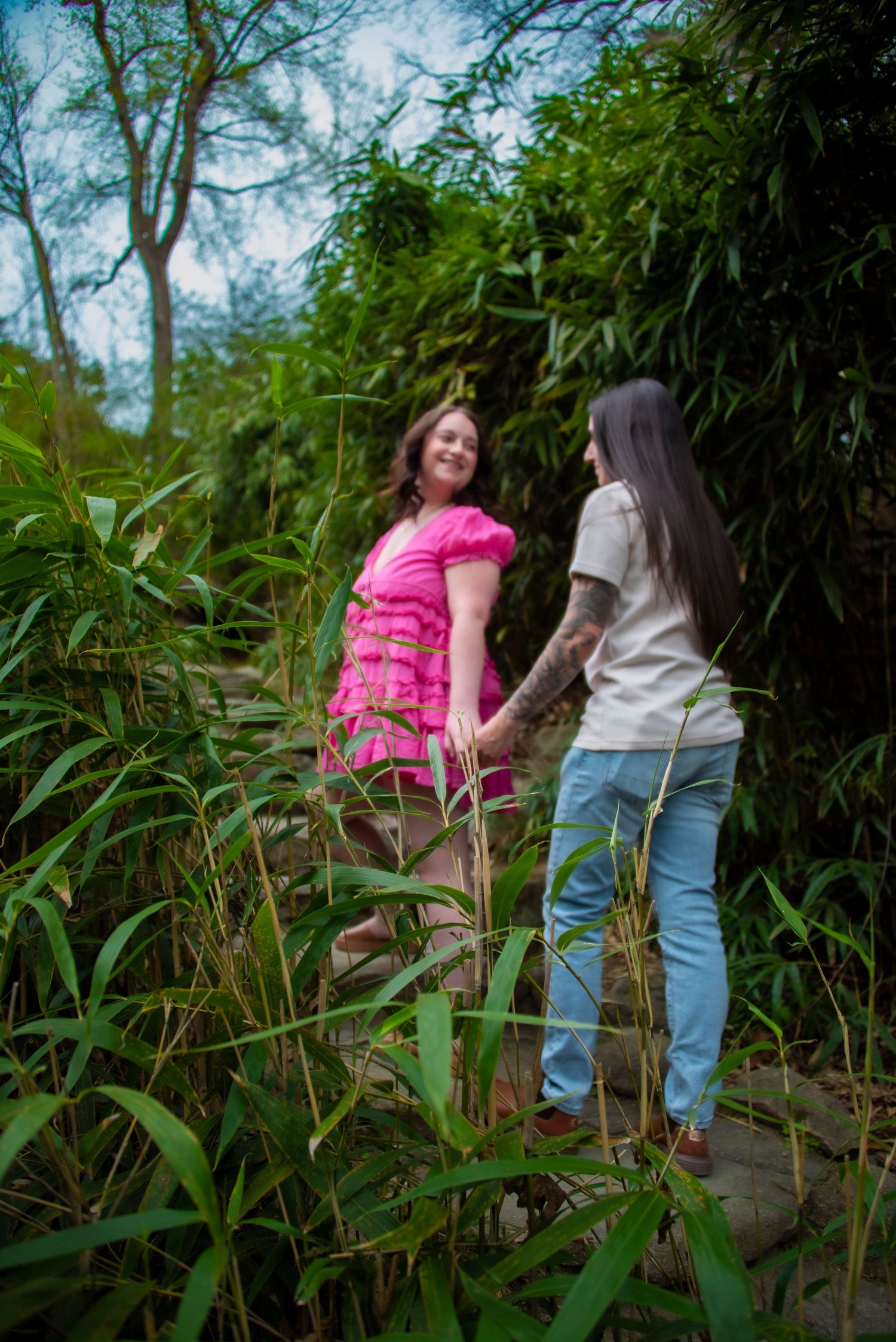 Maymont Japanese garden portrait of lesbian couple with bamboo